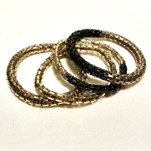 Vintage Two tone Stretch Bracelet of 4 strands